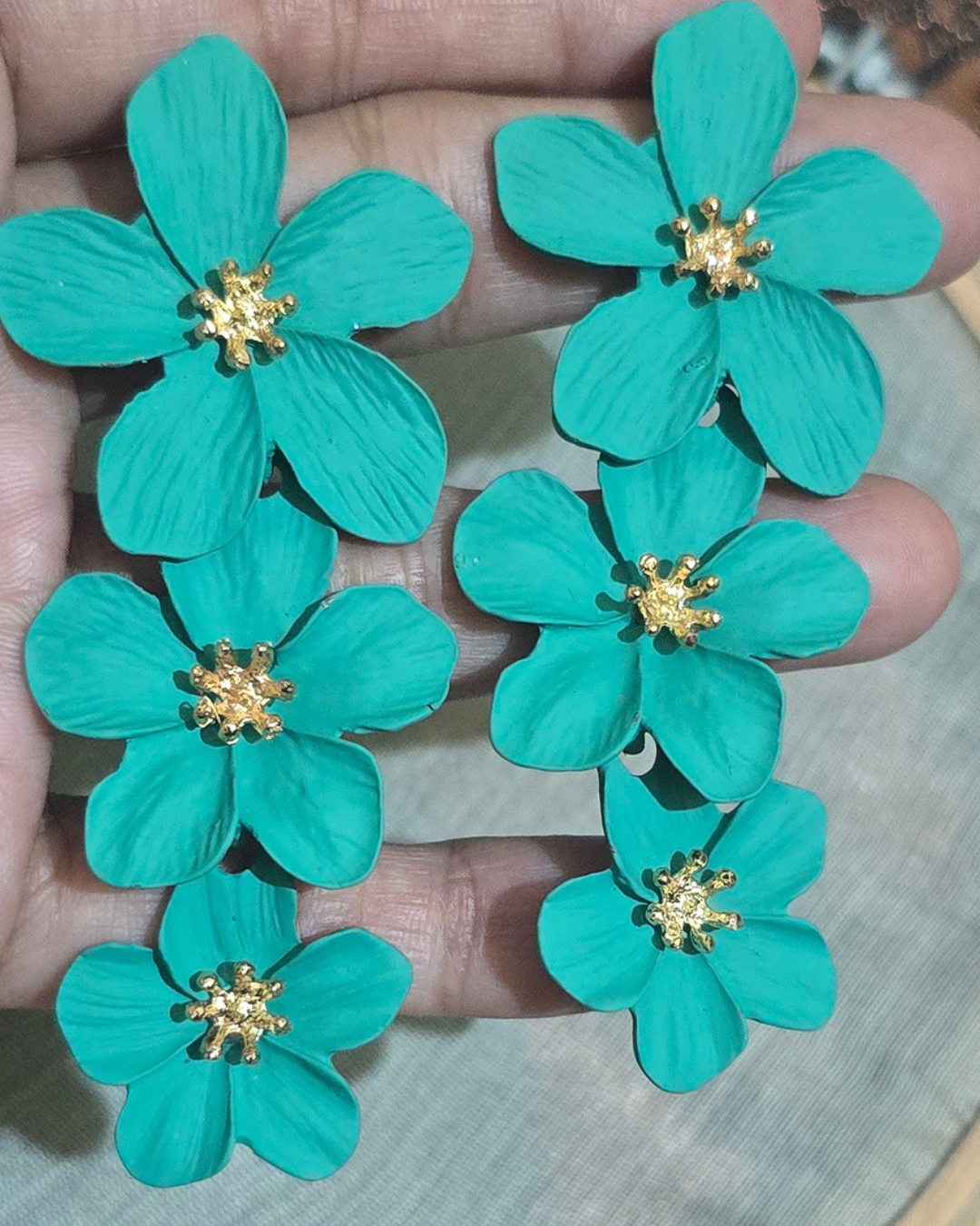 Turquoise Blossom Floral Statement Earrings