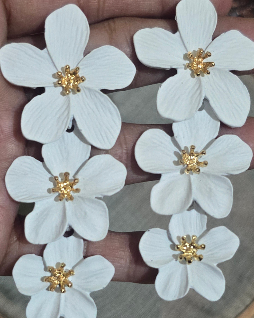 White Blossom Floral Statement Earrings