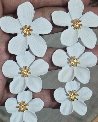White Blossom Floral Statement Earrings