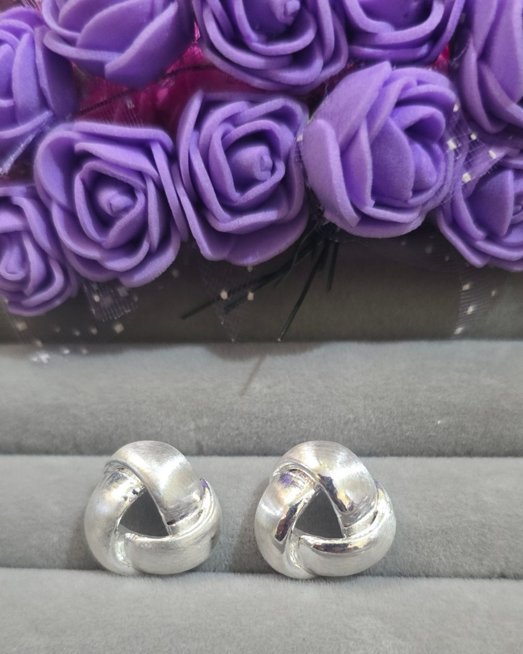 Silver-Tone Intertwined Knot Stud Earrings
