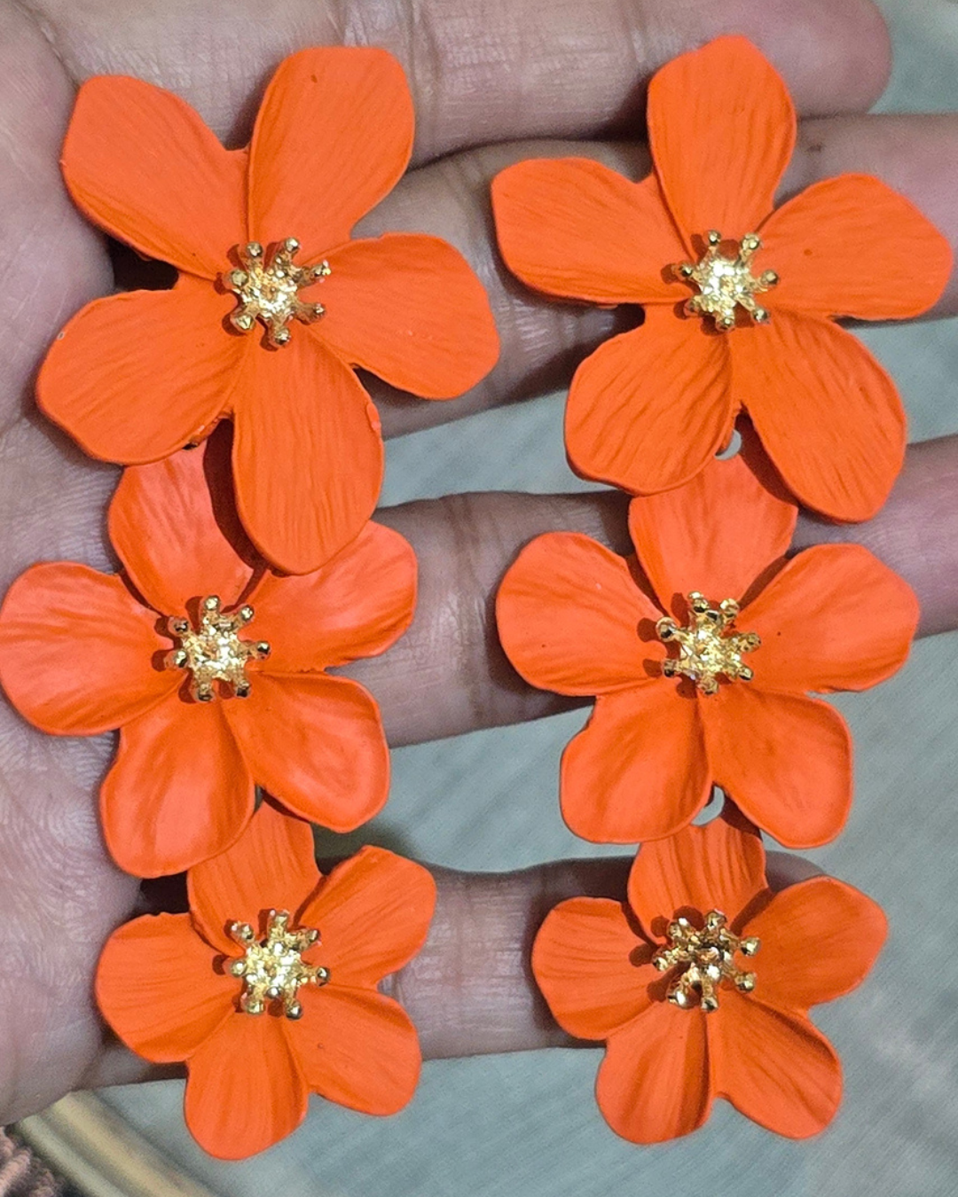 Orange Blossom Floral Statement Earrings