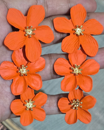 Orange Blossom Floral Statement Earrings