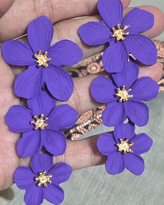 Royal Purple Blossom Floral Statement Earrings