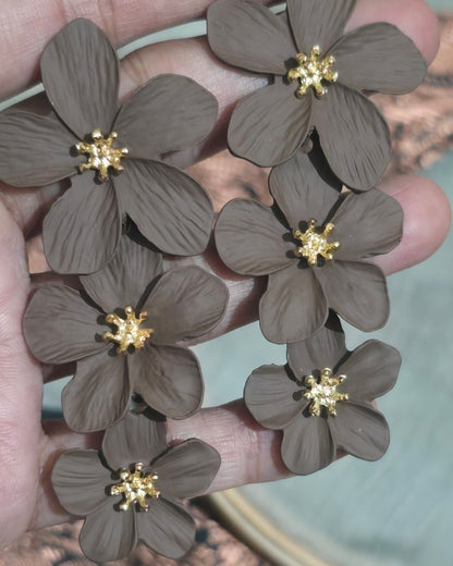 Mocha Blossom Floral Statement Earrings