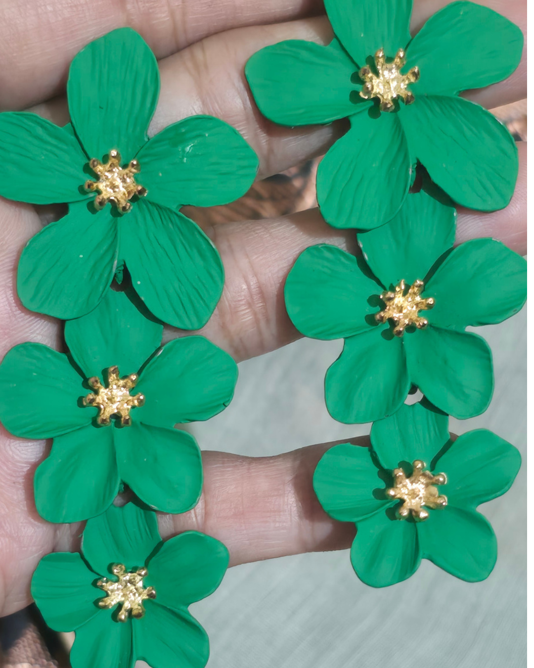 Emerald Green Blossom Floral Statement Earrings