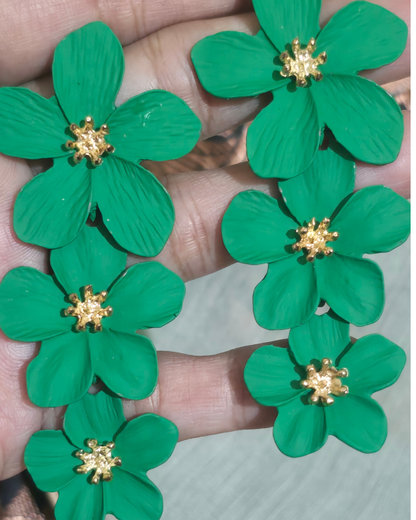 Emerald Green Blossom Floral Statement Earrings