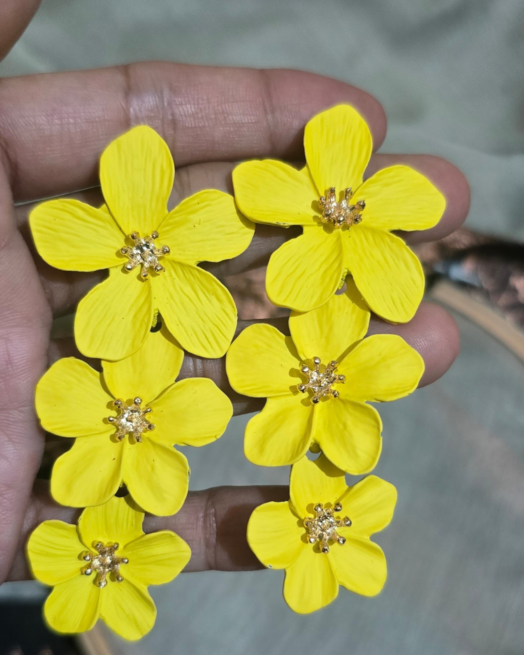 Sunshine Yellow Floral Statement Drop Earrings