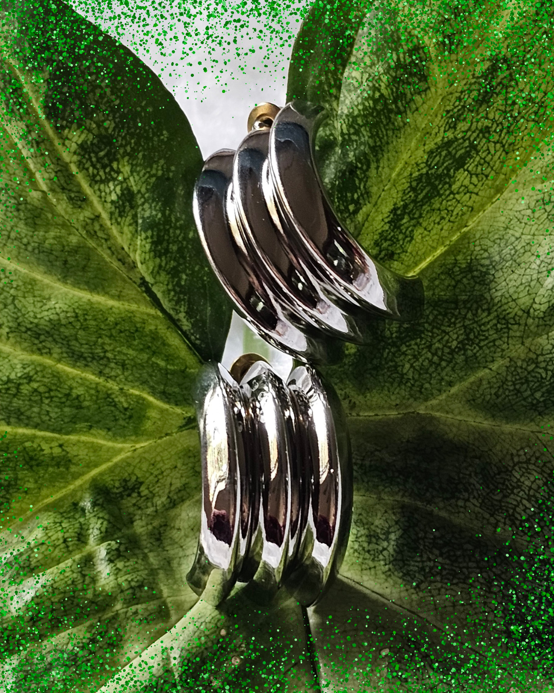 Bold Ribbed Silver Statement Hoop Earrings