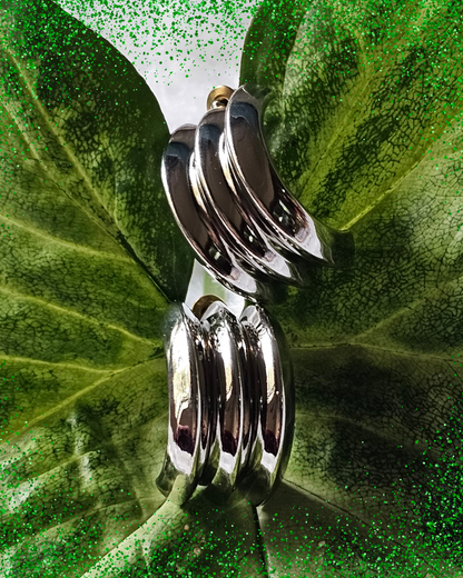 Bold Ribbed Silver Statement Hoop Earrings
