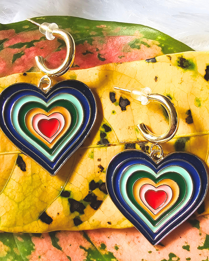 Vibrant Multicolor Heart Drop Earrings