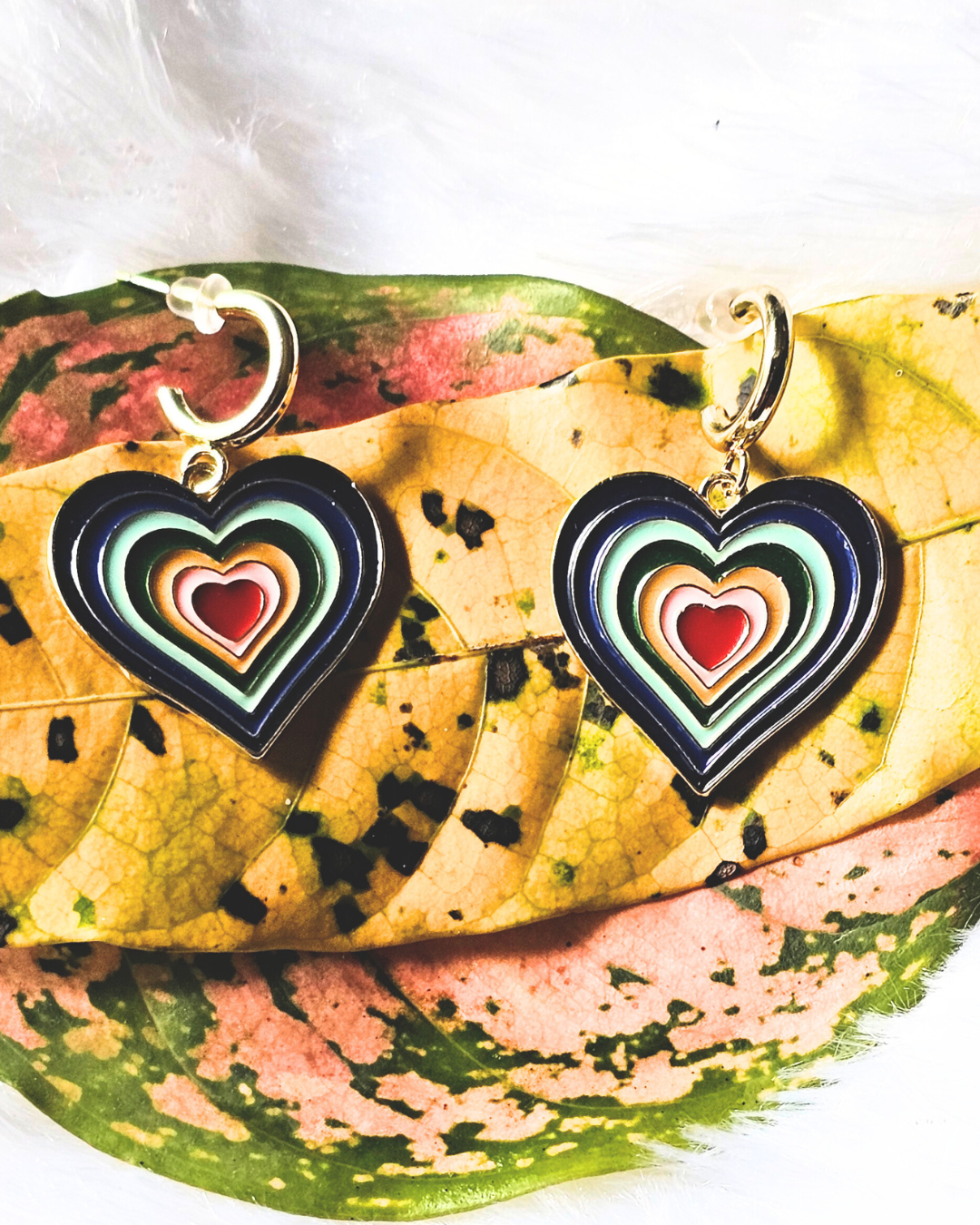 Vibrant Multicolor Heart Drop Earrings