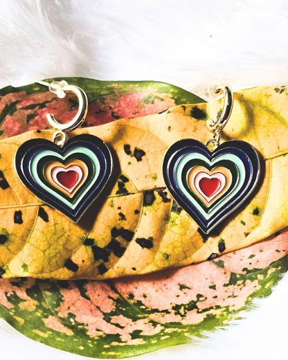Vibrant Multicolor Heart Drop Earrings