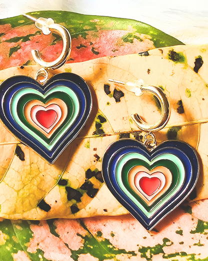 Vibrant Multicolor Heart Drop Earrings