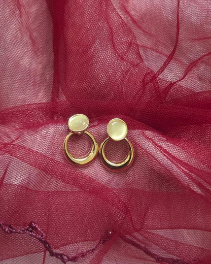 Ivory Stone & Gold-Tone Open Drop Earrings