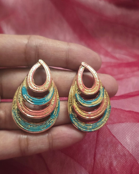Multicolour Layered Teardrop Statement Earrings