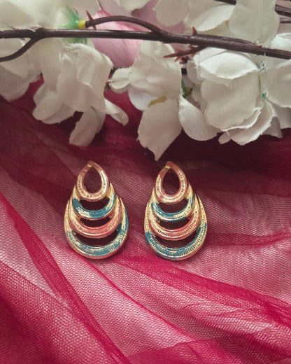 Multicolour Layered Teardrop Statement Earrings
