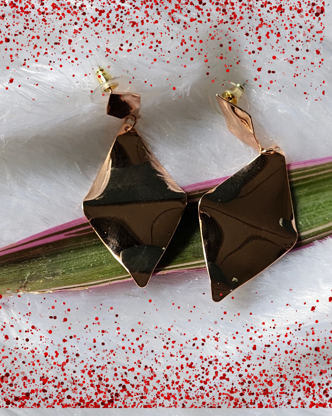 Geometric Rose Gold Drop Earrings