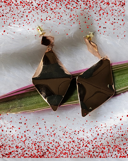Geometric Rose Gold Drop Earrings