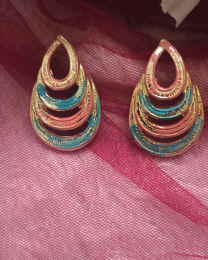 Multicolour Layered Teardrop Statement Earrings