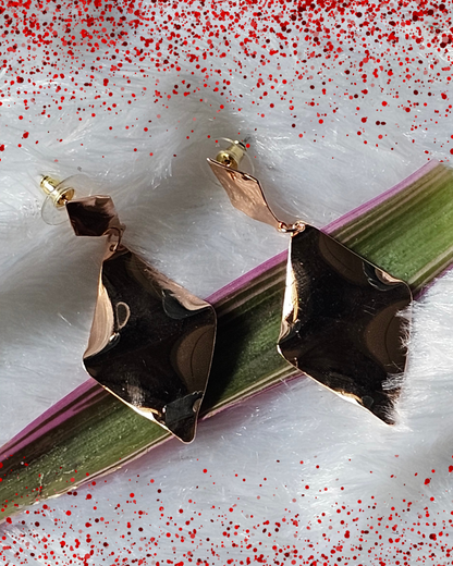 Geometric Rose Gold Drop Earrings