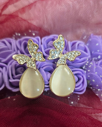 Butterfly Zirconia Teardrop Earrings
