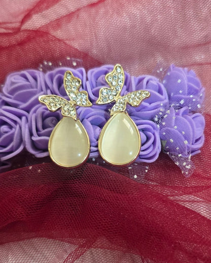 Butterfly Zirconia Teardrop Earrings