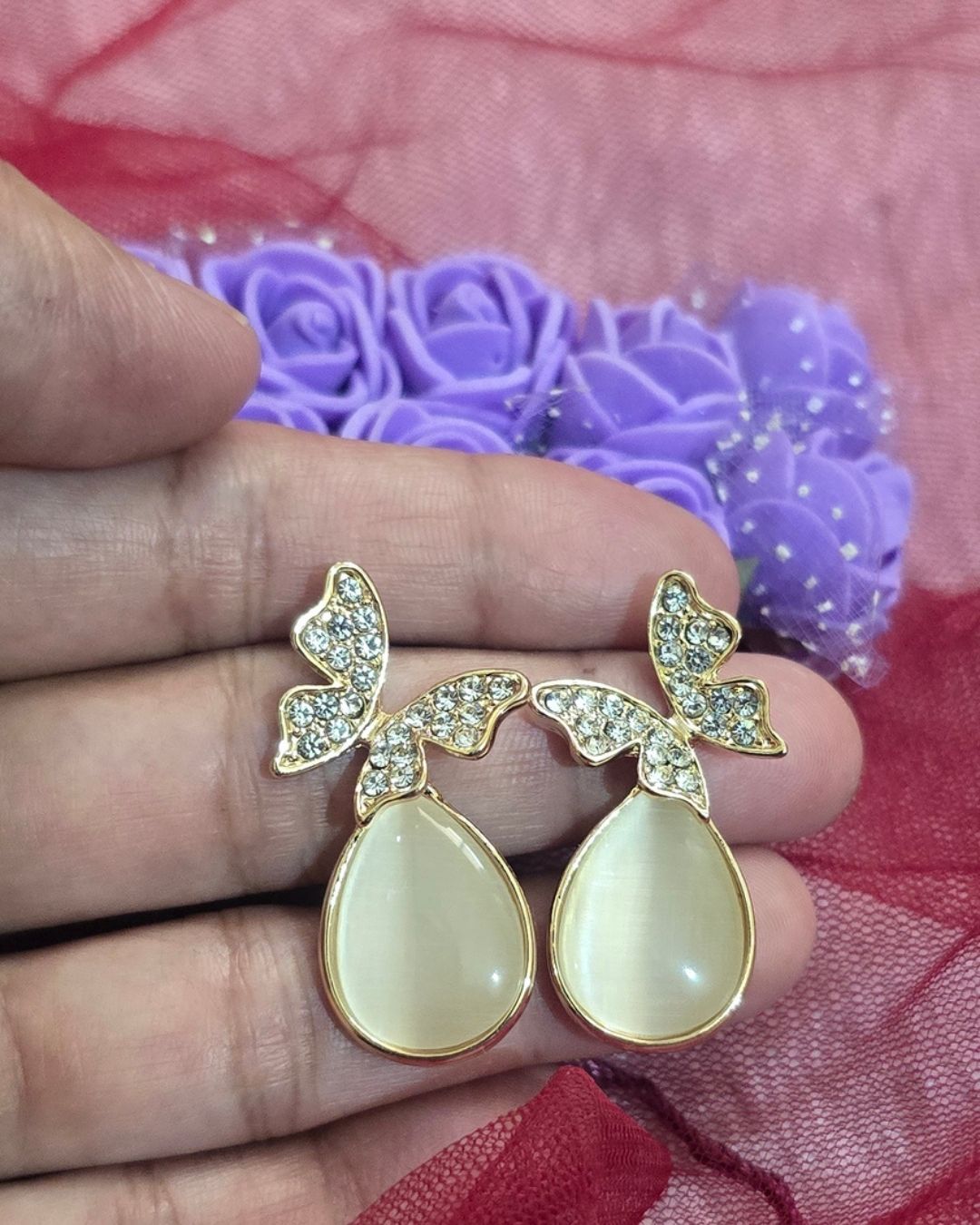Butterfly Zirconia Teardrop Earrings