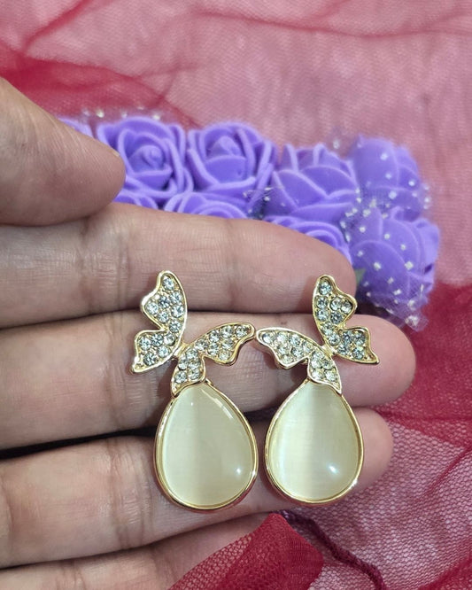 Butterfly Zirconia Teardrop Earrings