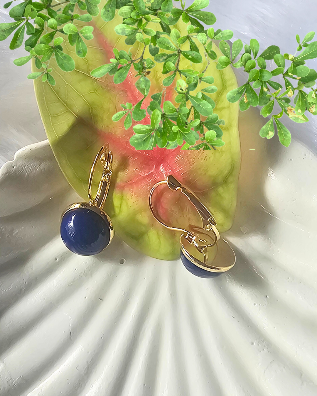 Elegant Blue and Gold Earrings