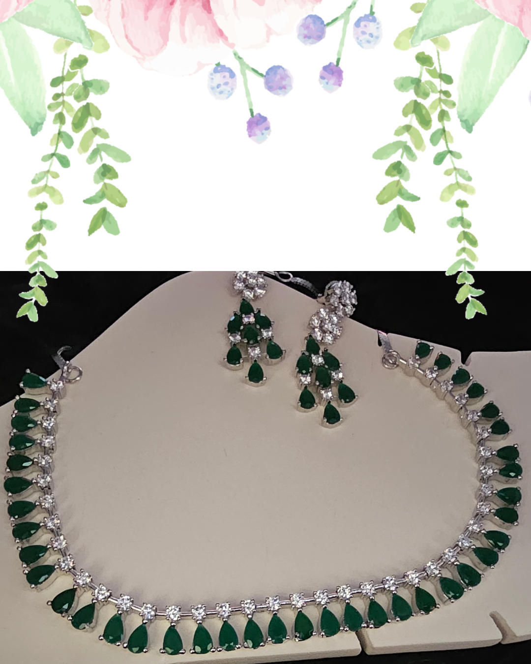 Elegant Green Teardrop Necklace and Earring Set
