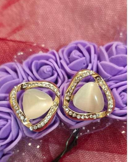 Ivory Glow Zirconia Triangle Stud Earrings