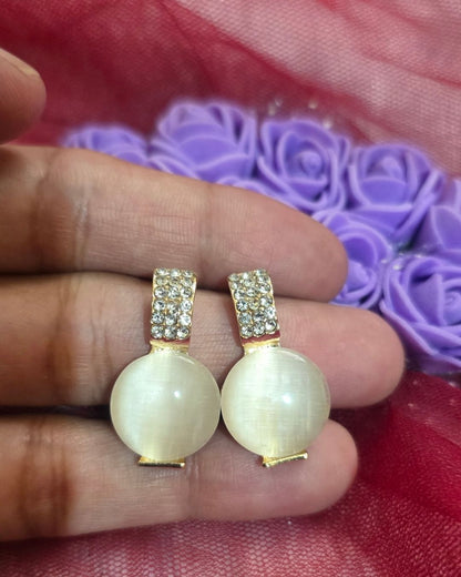Ivory Glow Zirconia Drop Earrings