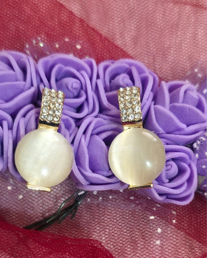 Ivory Glow Zirconia Drop Earrings