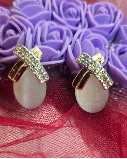 Ivory Elegance Zirconia Bow Drop Earrings