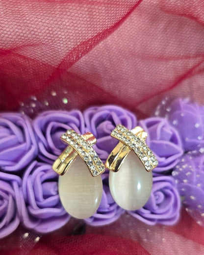 Ivory Elegance Zirconia Bow Drop Earrings
