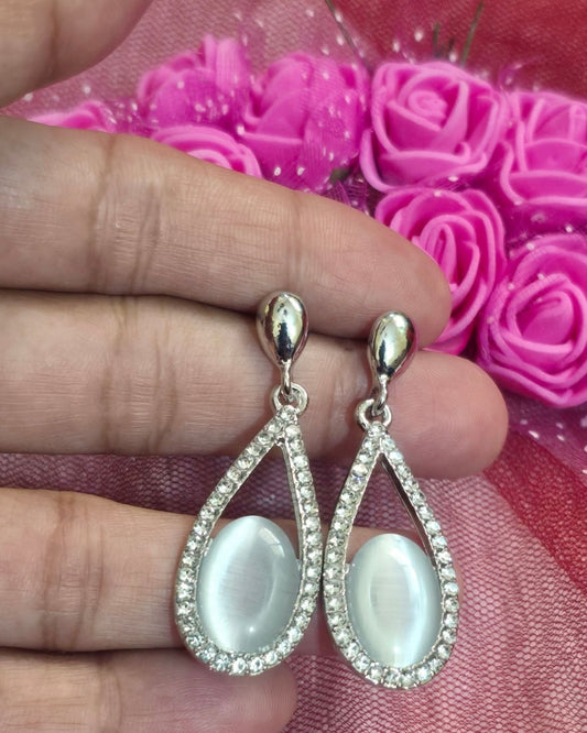Silver Glow Zirconia Teardrop Earrings
