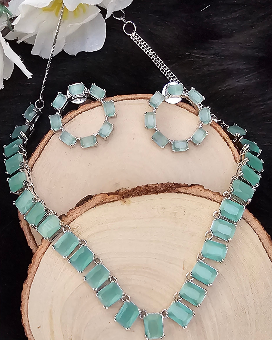 Aqua Elegance Necklace and Earring Set
