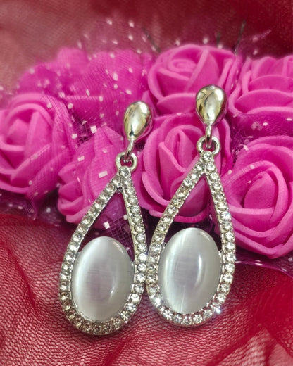 Silver Glow Zirconia Teardrop Earrings