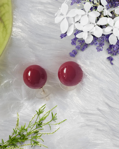 Bold Burgundy Ball Stud Earrings