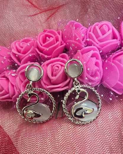 Silver Swan Elegance Drop Earrings