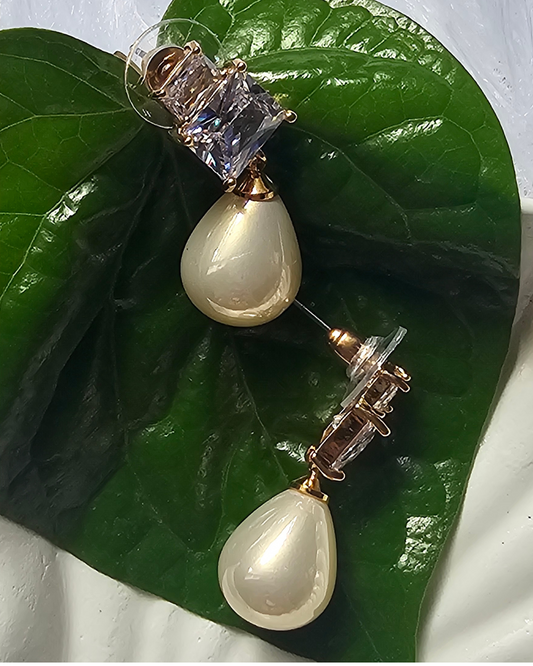 Elegant Pearl and Crystal Drop Earrings