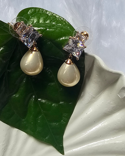 Elegant Pearl and Crystal Drop Earrings