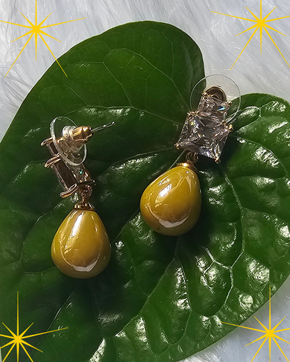Golden Teardrop Crystal Stud Earrings