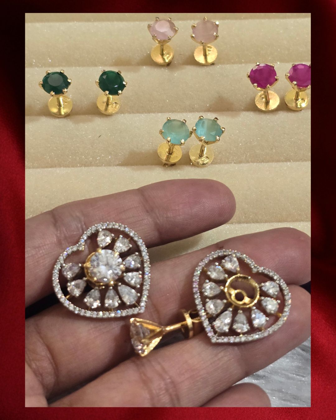 5-in-1 Crystal Heart Interchangeable Stud Earrings