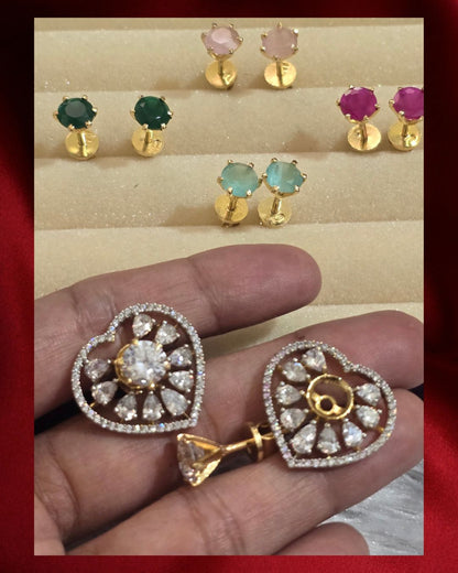 5-in-1 Crystal Heart Interchangeable Stud Earrings