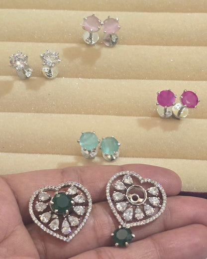 5-in-1 Crystal Heart Interchangeable Stud Earrings